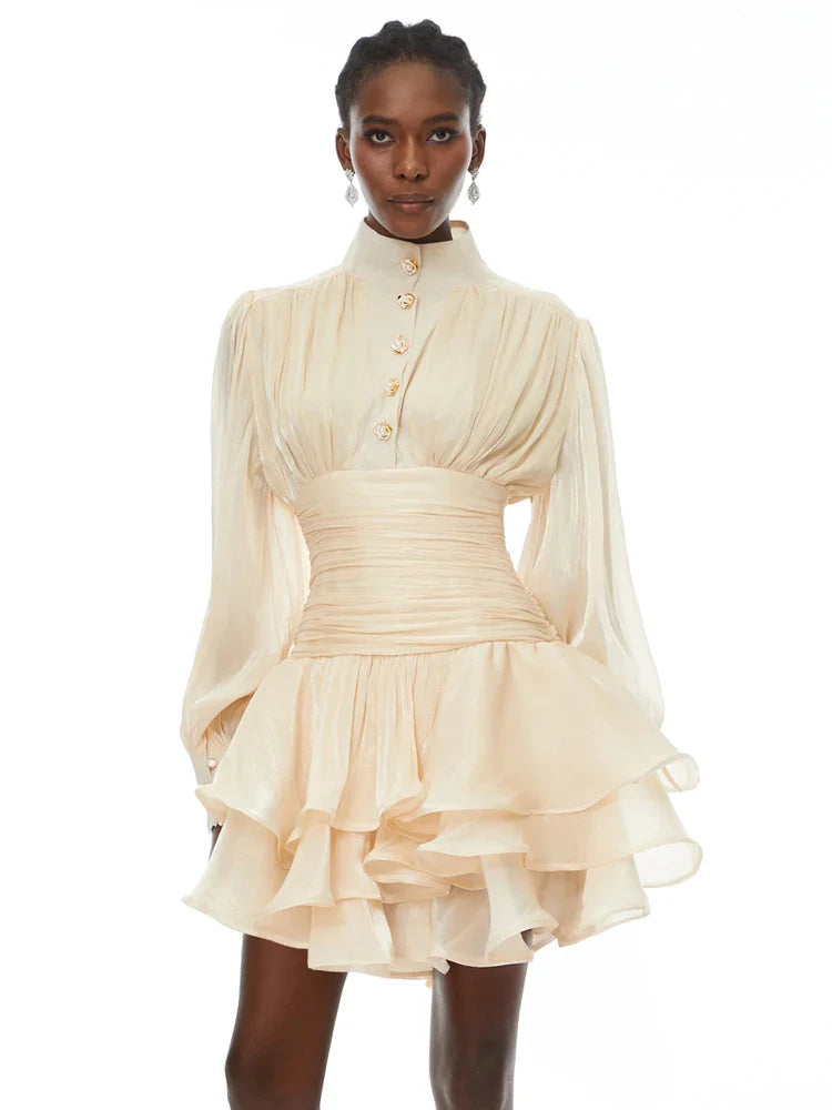 Ruched Puff Sleeve Mini Dress