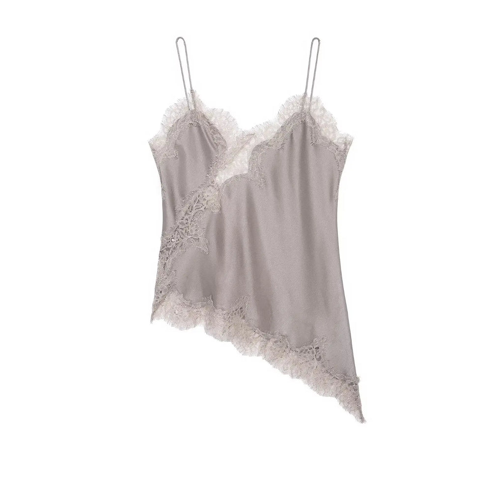 Satin Lace-Trim Cami