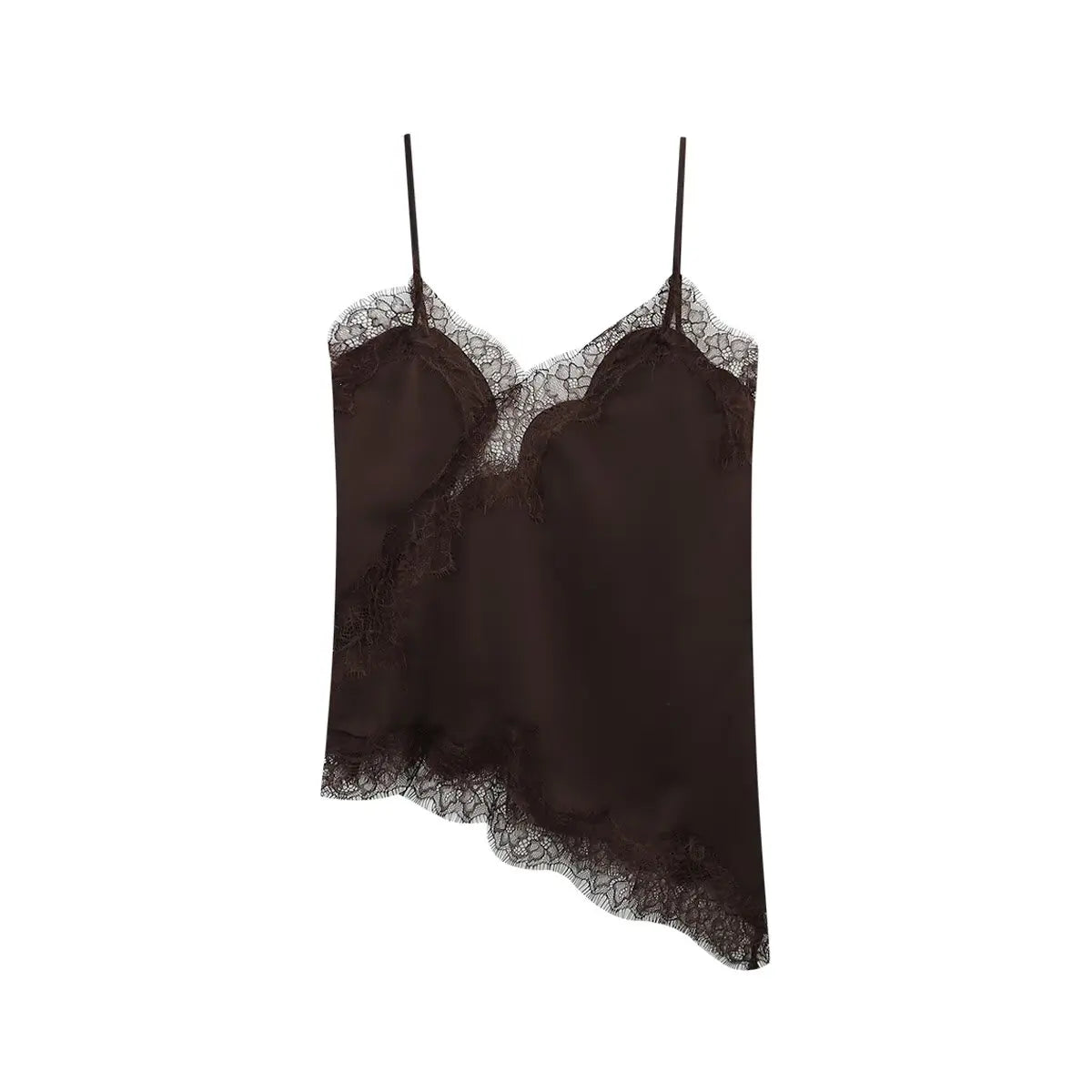 Satin Lace-Trim Cami