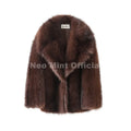 Neo Mint Luxury Brand Fashion Women Yellow Striped Faux Fur Jacket Coat Chic Girls 2025 Winter Oversized Warm Outerwear Overcoat Urban Fashion Icon
