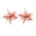 Ethereal Feather Pearl Drop Earrings Boho Brown