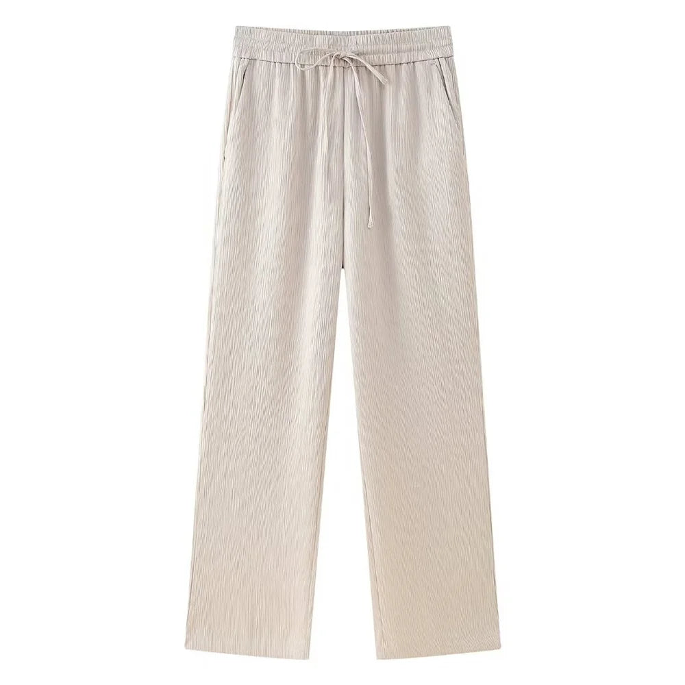 Crinkle Blazer & Wide-Leg Pants