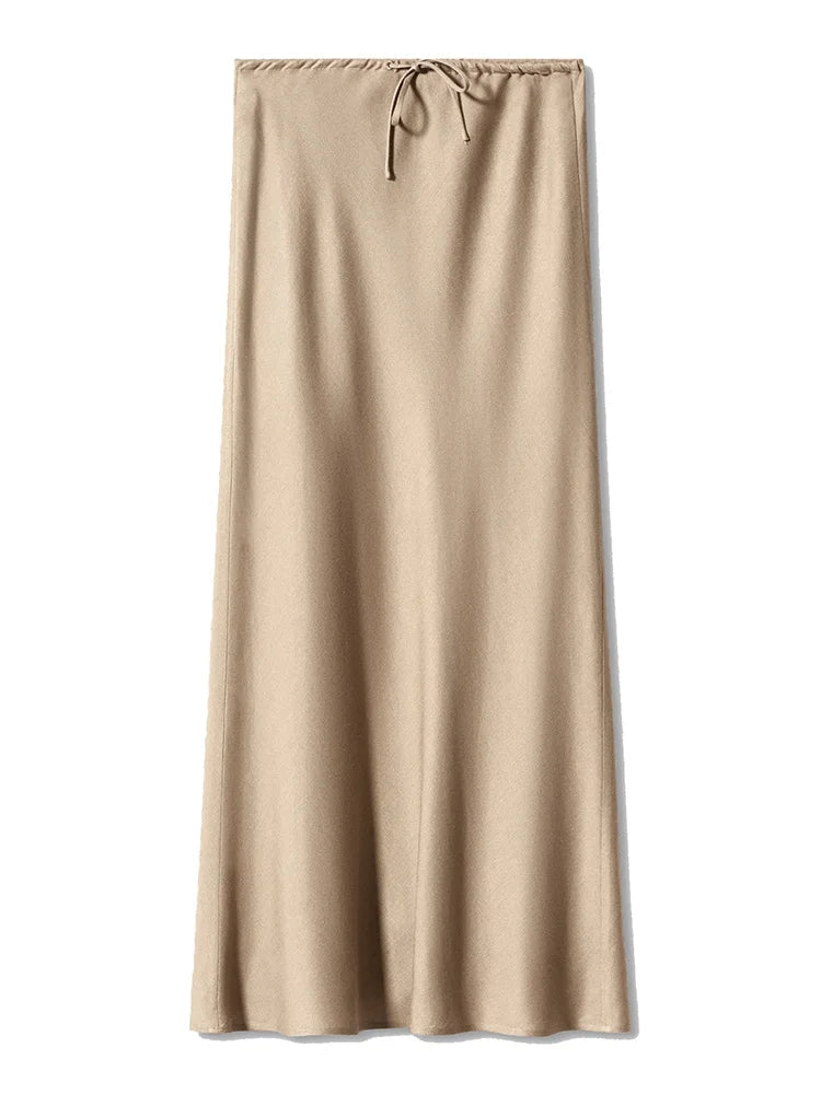 Satin Drawstring Maxi Skirt