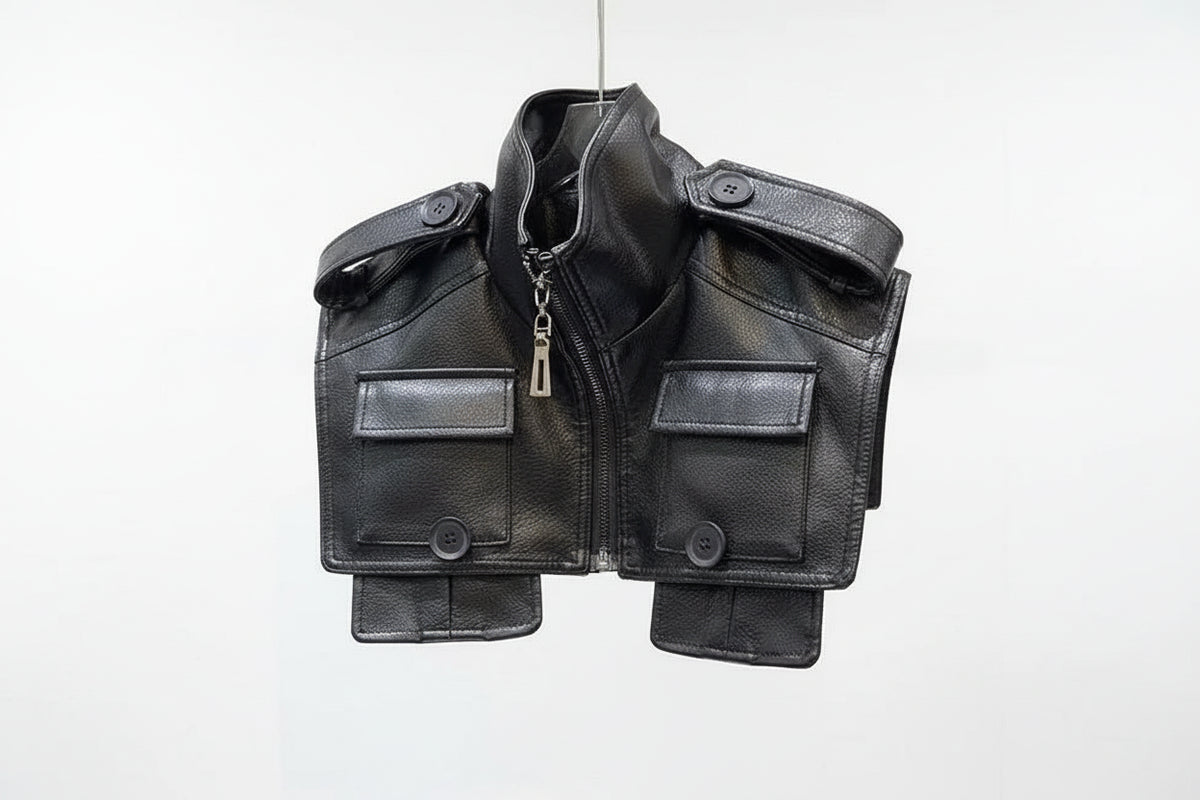 Structured Faux Leather Panel Jacket