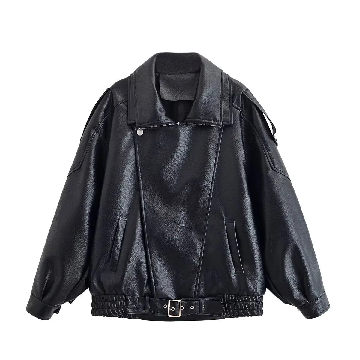 Oversized Faux Leather Moto Jacket