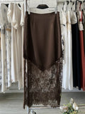 Lace-Panel Patchwork Maxi Skirt