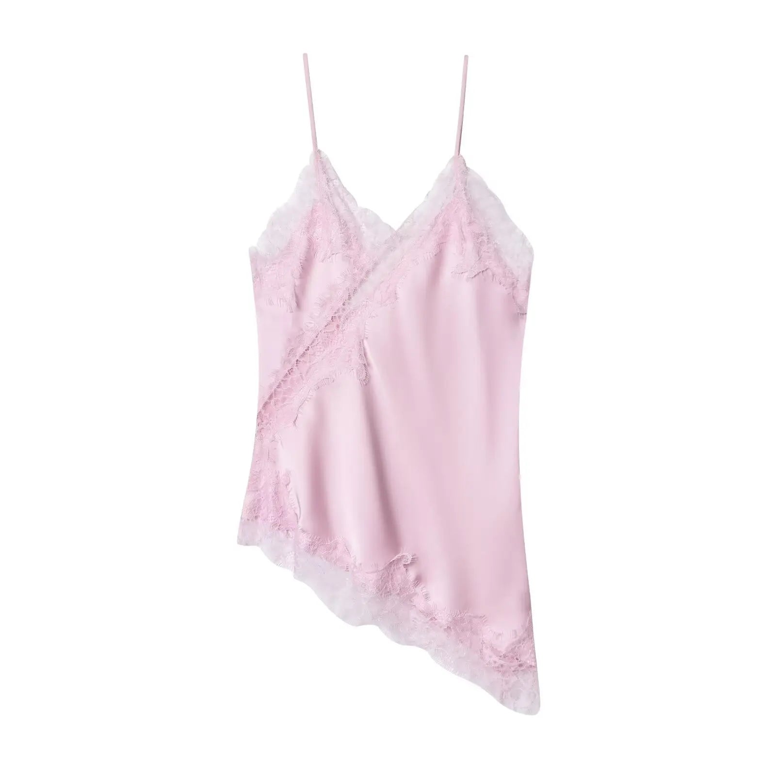Satin Lace-Trim Cami