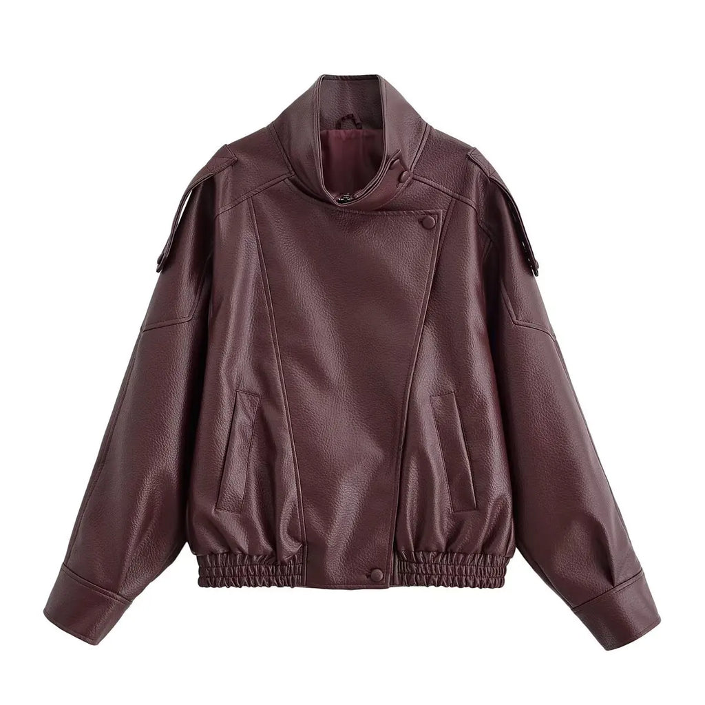 Oversized Faux Leather Moto Jacket