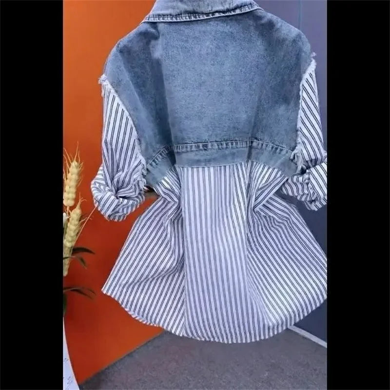Denim Patchwork Shirt Jacket