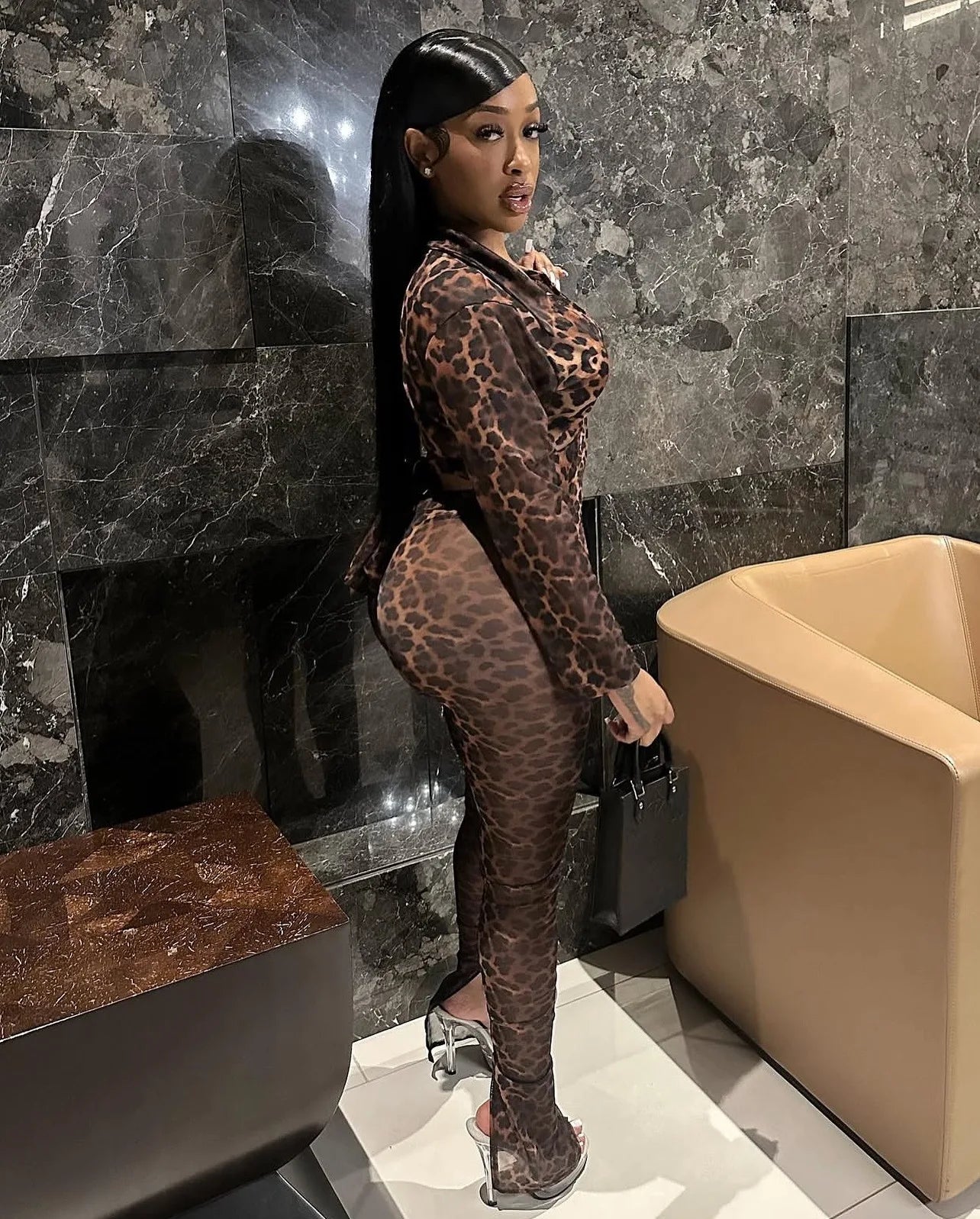 Leopard Print Mesh Bandage Set