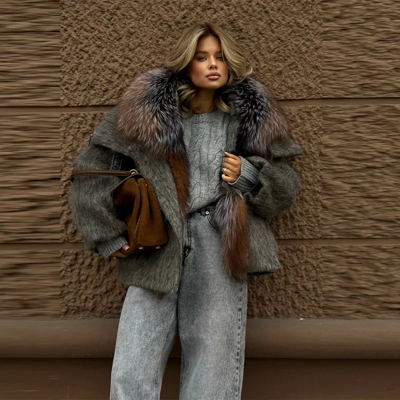Noir Fur Collar Jacket