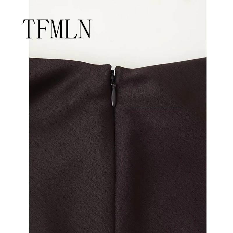 Lace-Hem Satin Midi Skirt