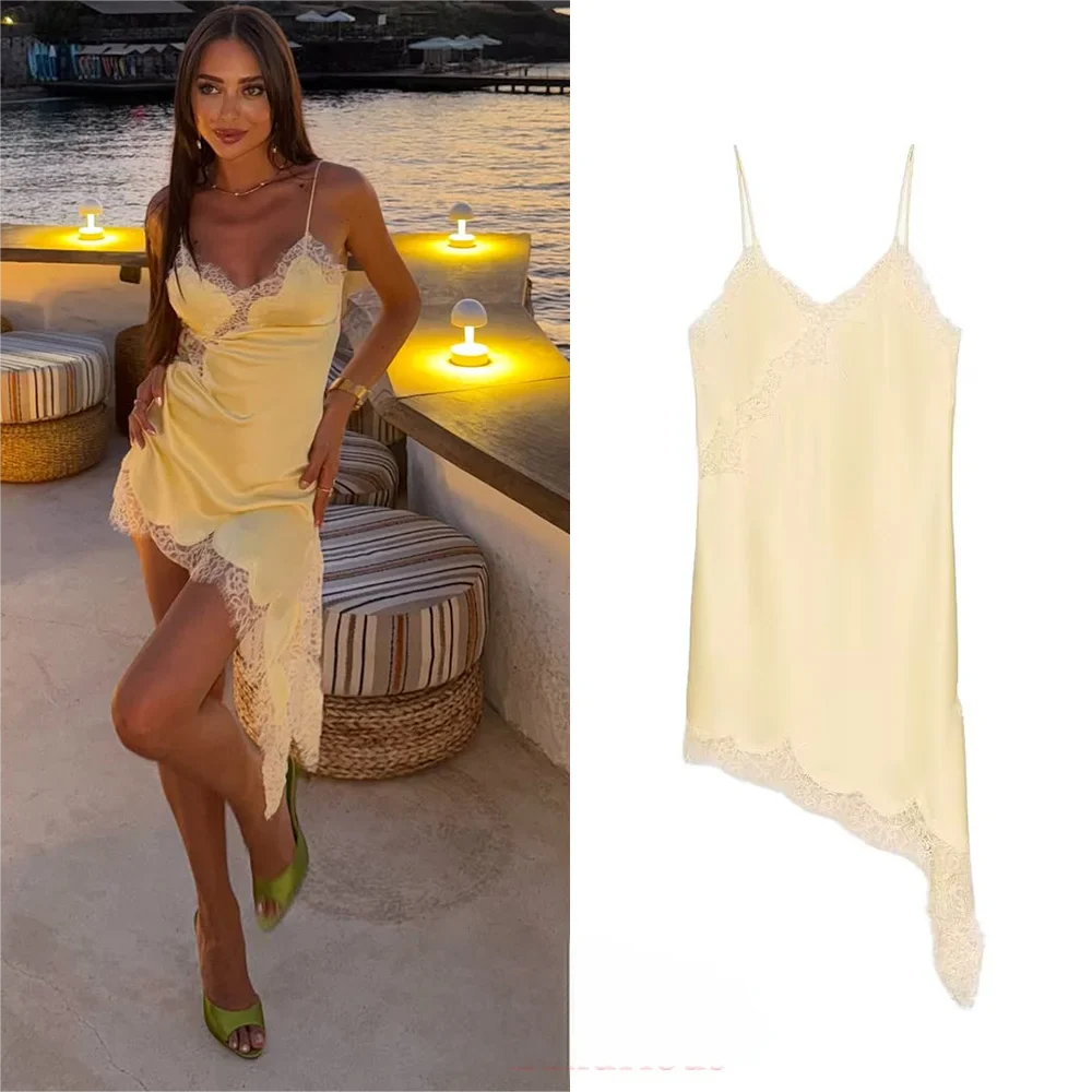 Satin Lace-Trim Cami