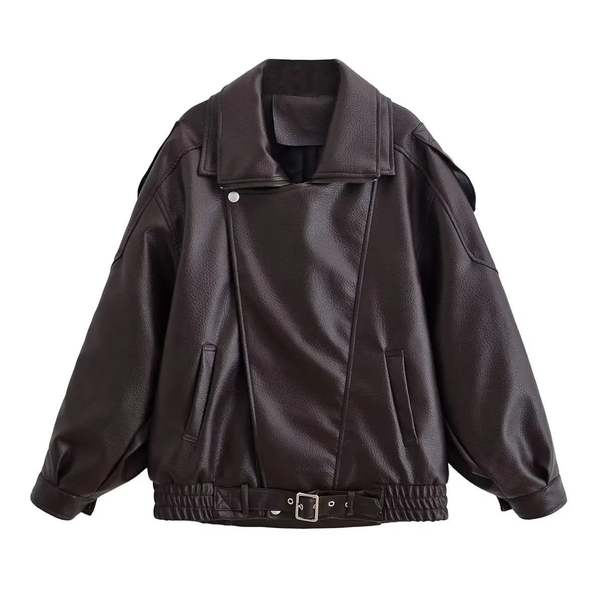 Oversized Faux Leather Moto Jacket