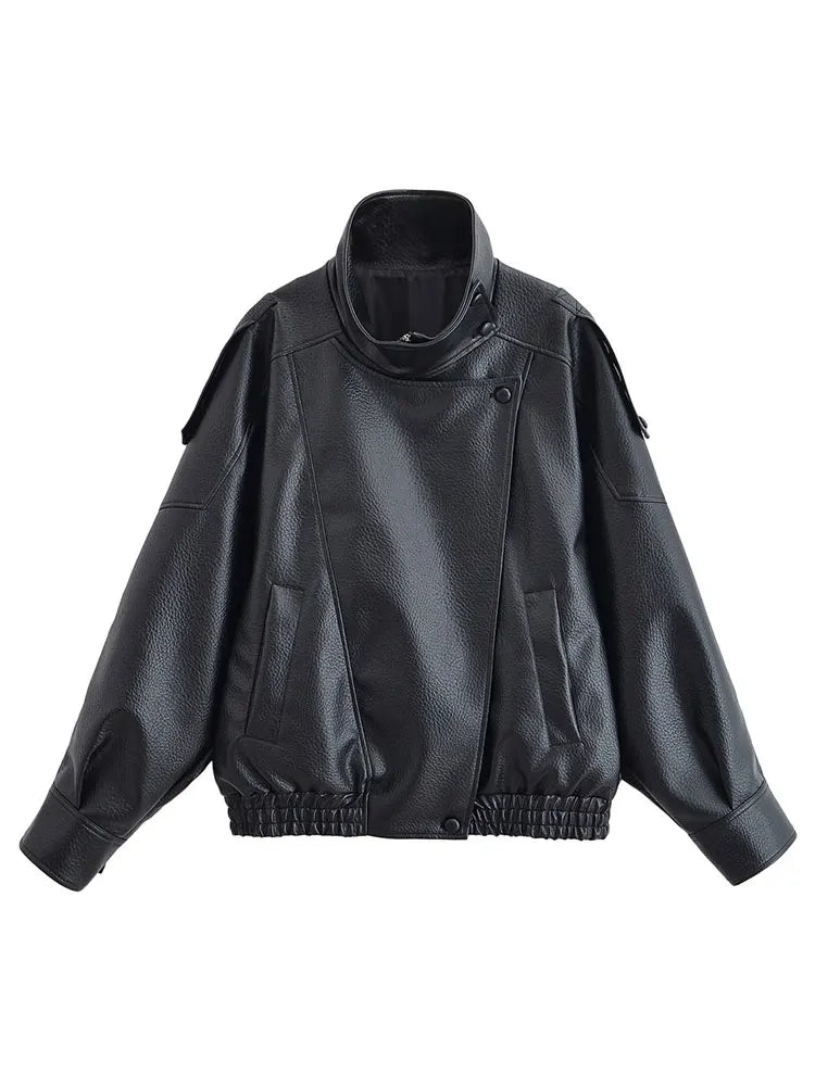 Oversized Faux Leather Moto Jacket