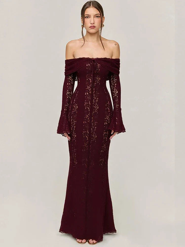 Suninheart White Evening Dresses for Events Red Long Sleeve Lace Elegant Party Dresses 2025 Women Luxury Wedding Prom Dress Gown Urban Fashion Icon