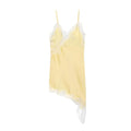 Lace-Trim Asymmetric Satin Slip Dress