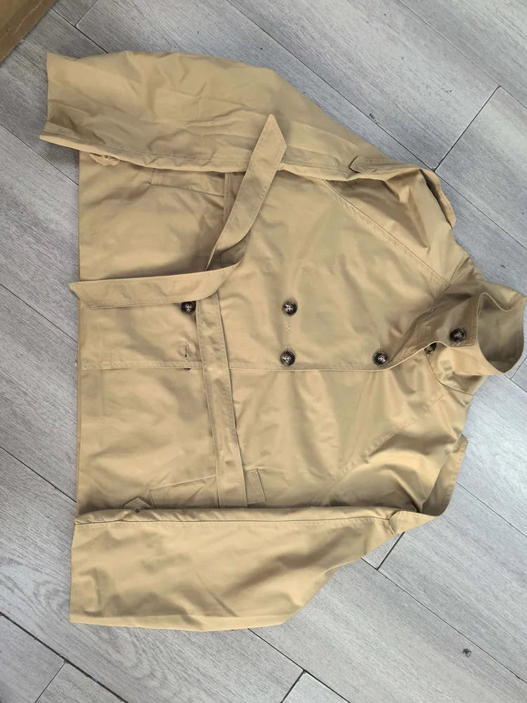Belted Cropped Trench Jacket