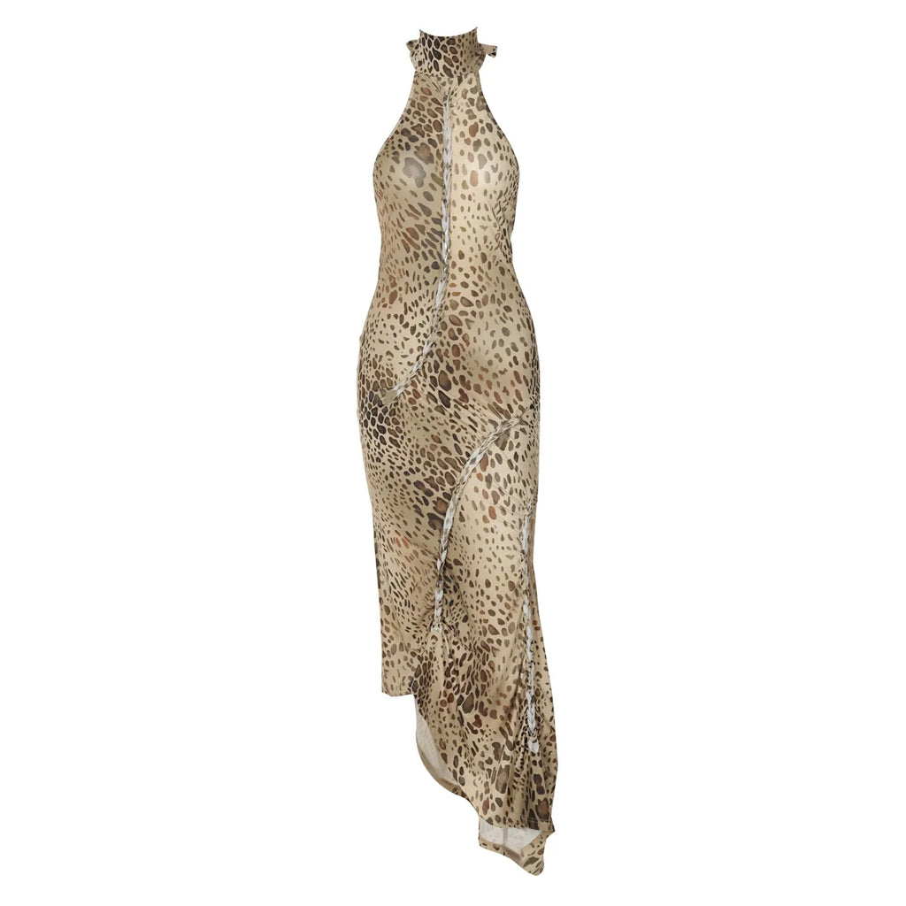 Leopard Halter Maxi Dress