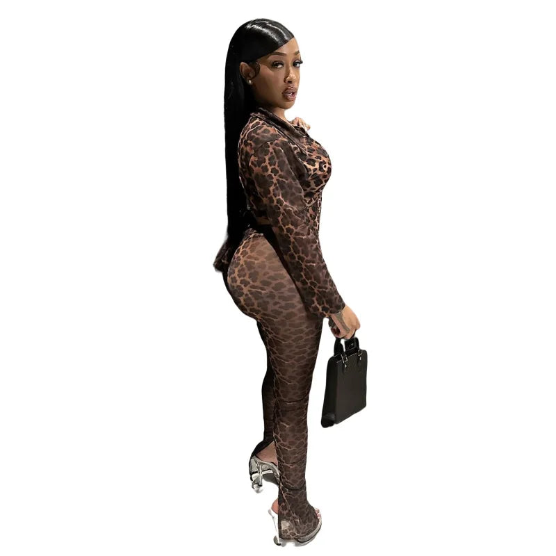 Leopard Print Mesh Bandage Set