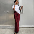 Satin High-Waist Trumpet Maxi Skirt