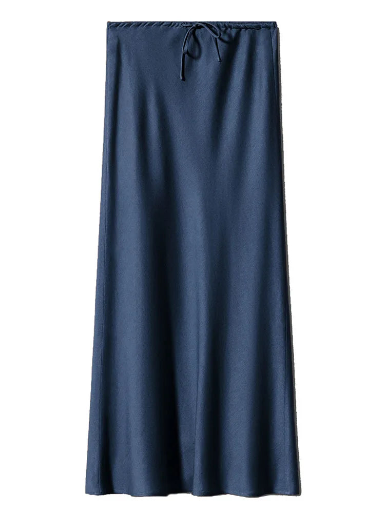 Satin Drawstring Maxi Skirt