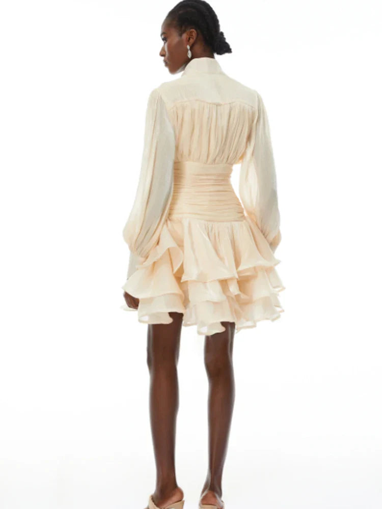 Ruched Puff Sleeve Mini Dress