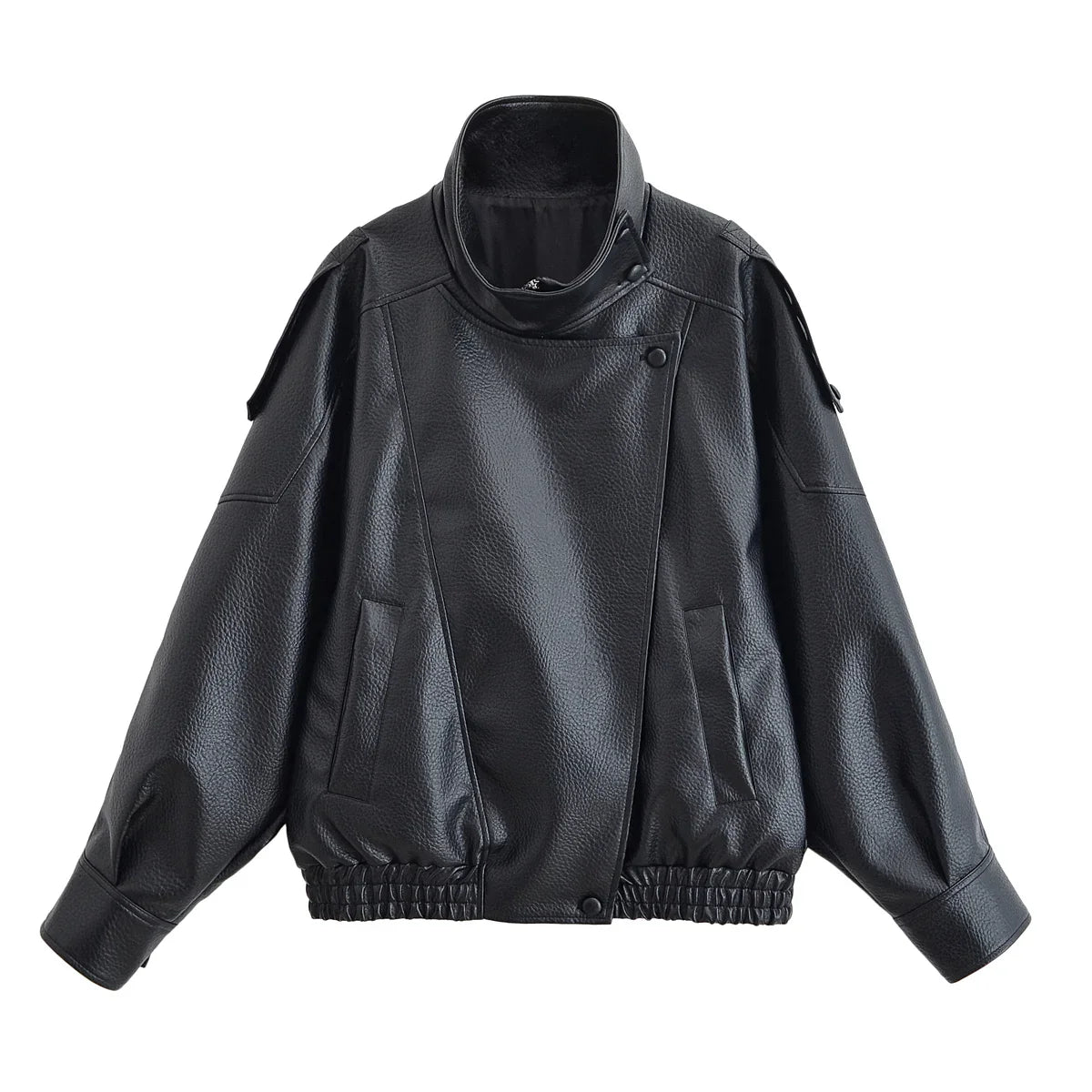 Oversized Faux Leather Moto Jacket