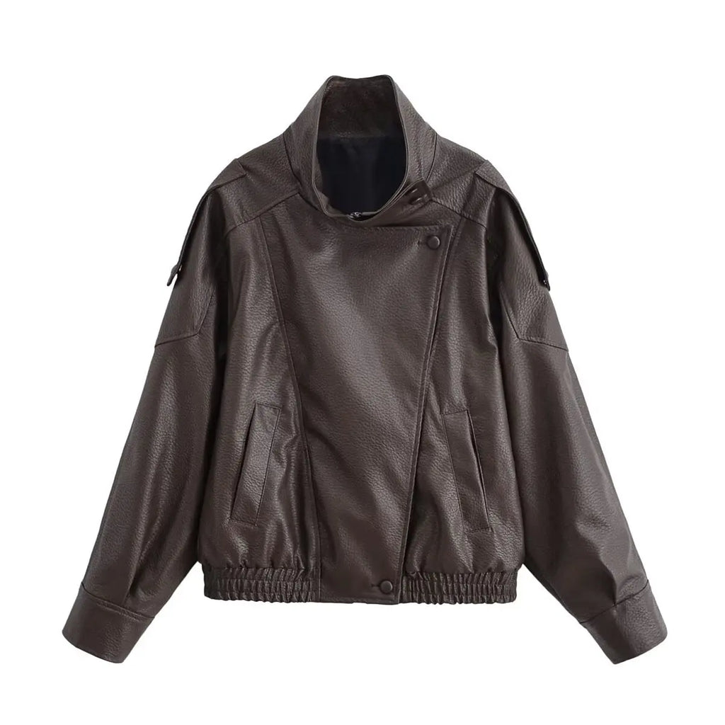 Oversized Faux Leather Moto Jacket