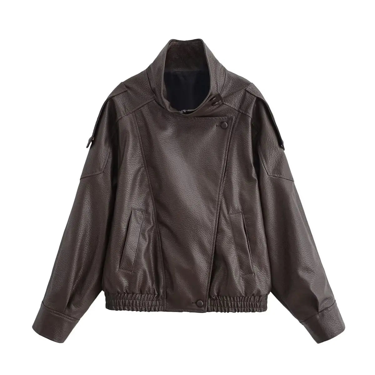 Oversized Faux Leather Moto Jacket