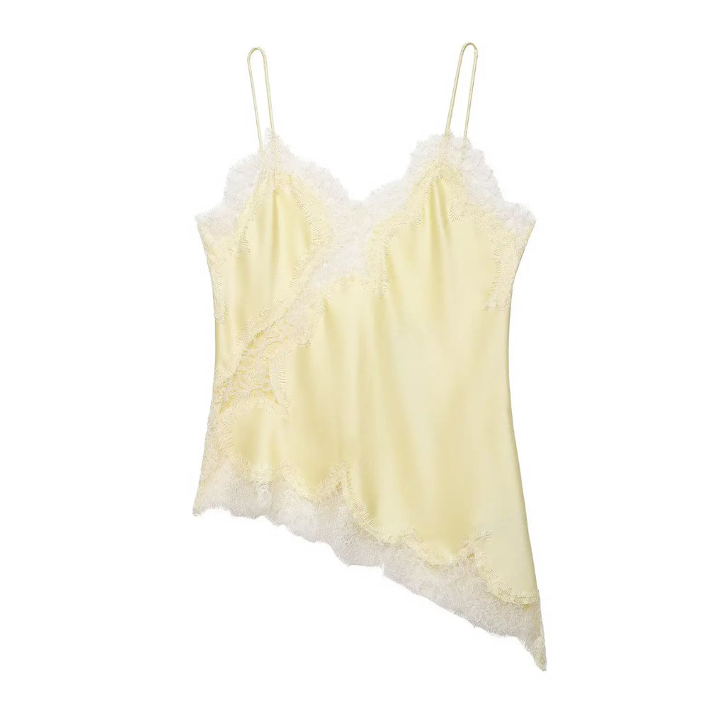 Satin Lace-Trim Cami