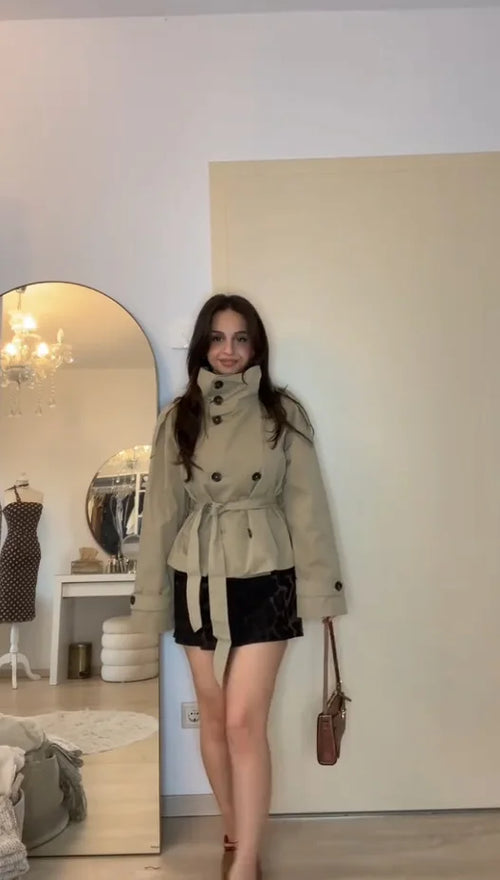 Belted Cropped Trench Jacket Urban Fashion Icon