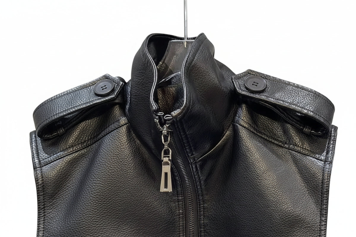 Structured Faux Leather Panel Jacket
