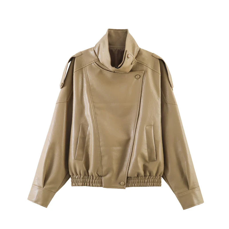 Oversized Faux Leather Moto Jacket