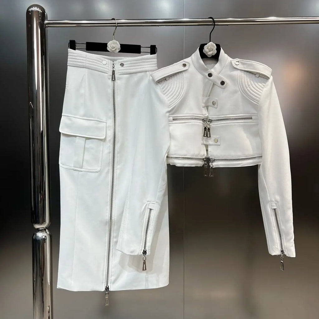 Structured Moto Jacket + Cargo Skirt Set