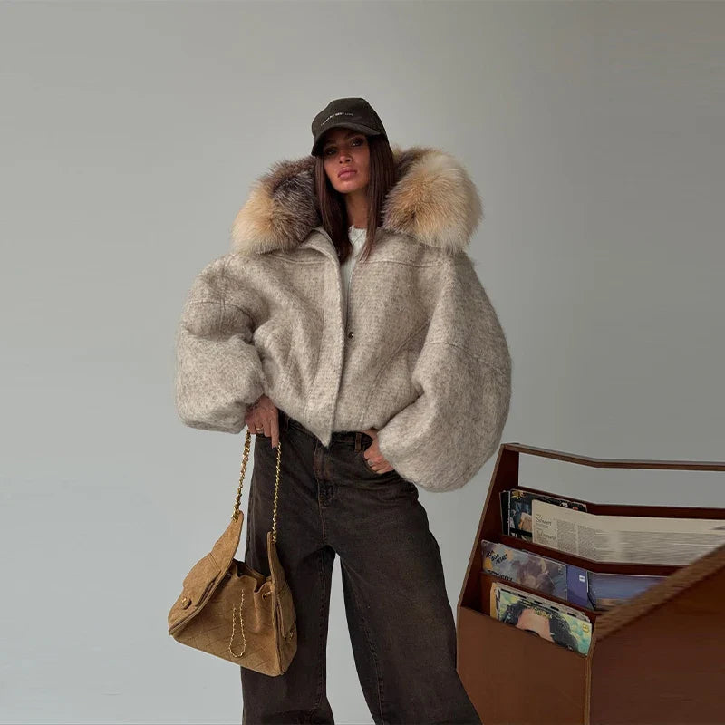 Noir Fur Collar Jacket
