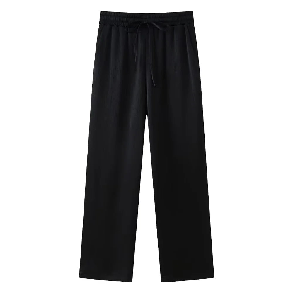 Crinkle Blazer & Wide-Leg Pants