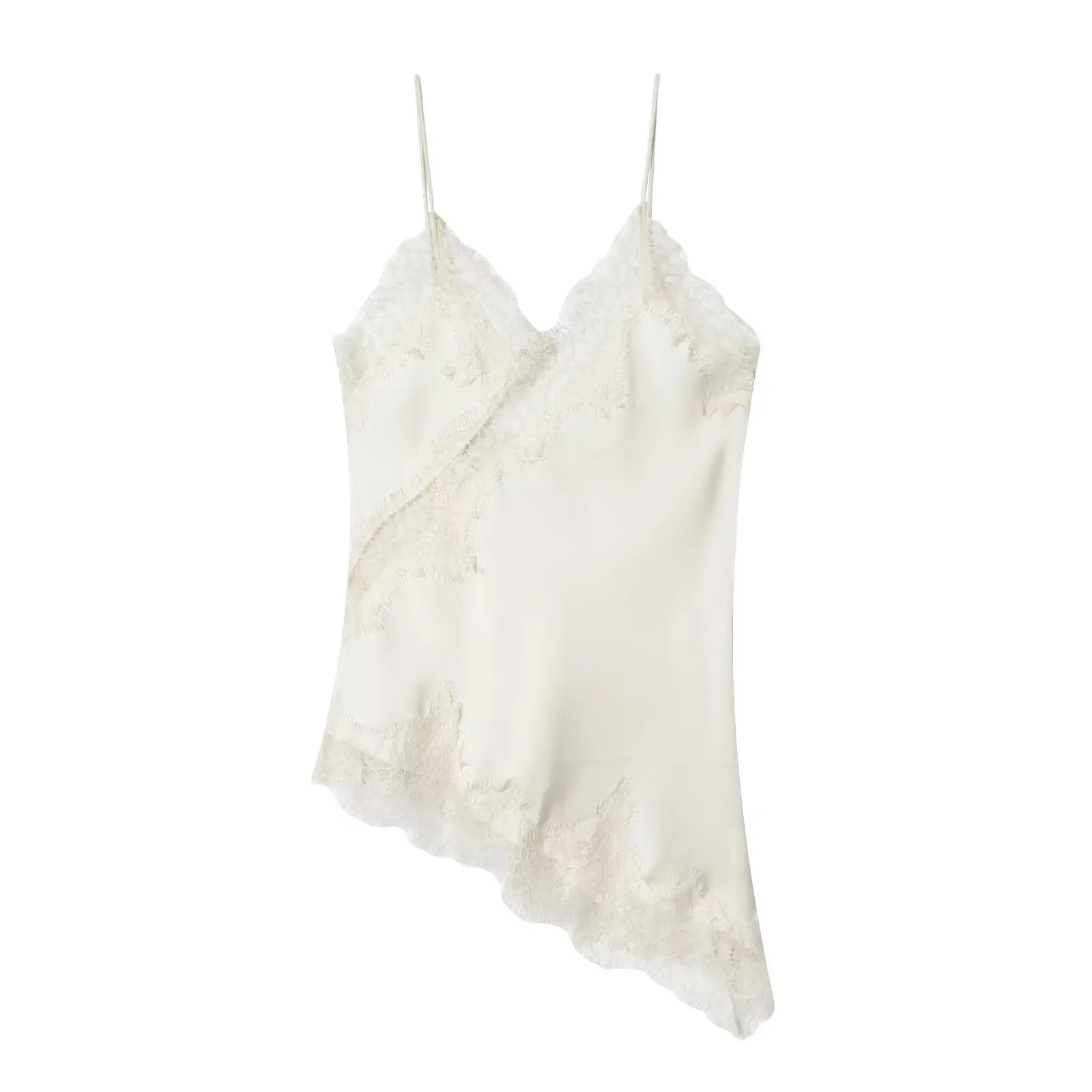 Satin Lace-Trim Cami