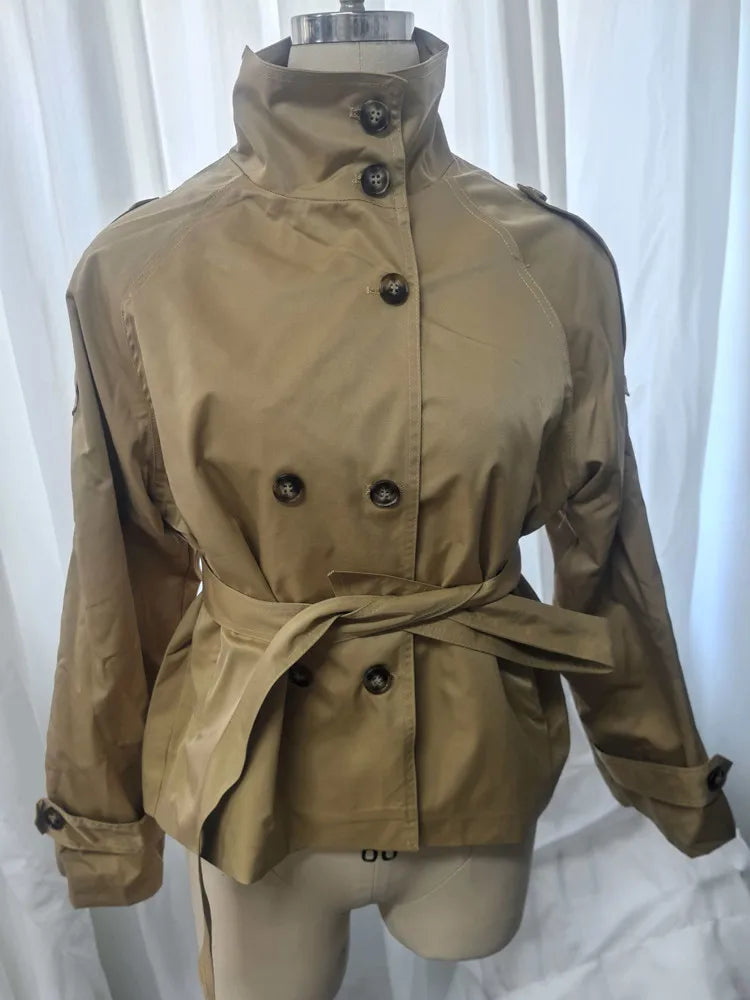 Belted Cropped Trench Jacket