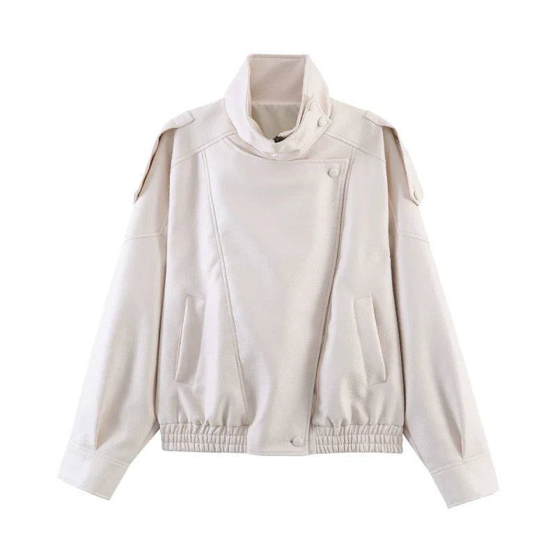 Oversized Faux Leather Moto Jacket
