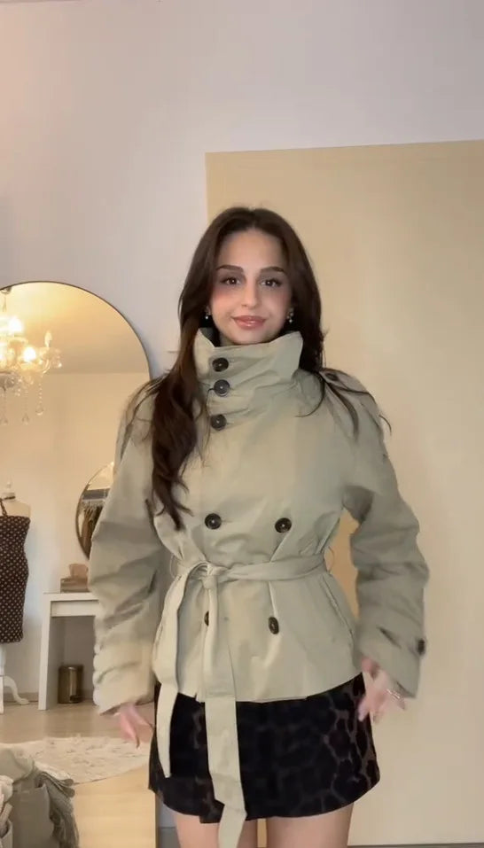 Belted Cropped Trench Jacket