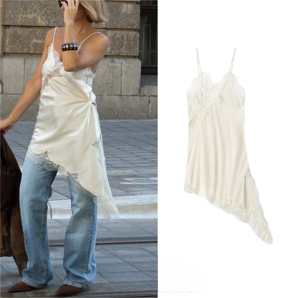 Satin Lace-Trim Cami