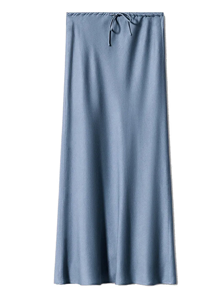 Satin Drawstring Maxi Skirt