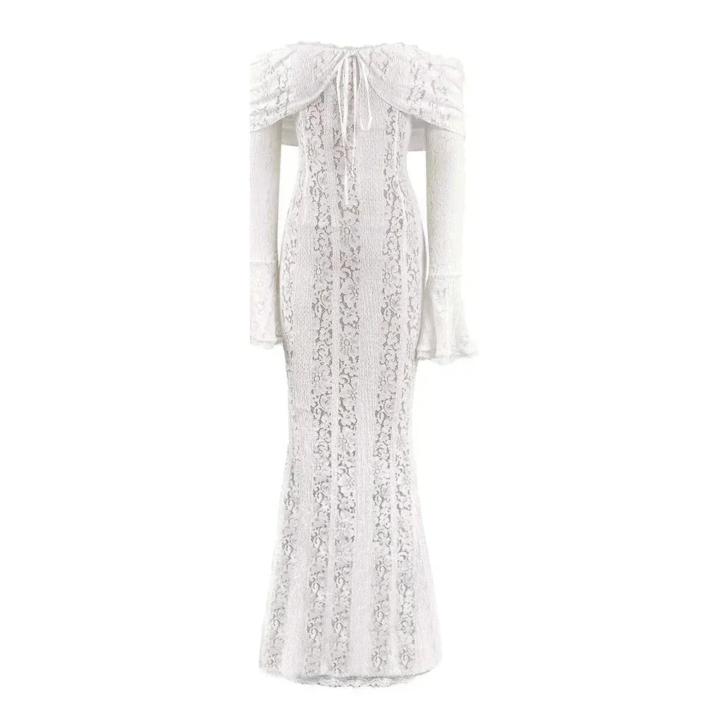 Suninheart White Evening Dresses for Events Red Long Sleeve Lace Elegant Party Dresses 2025 Women Luxury Wedding Prom Dress Gown Urban Fashion Icon