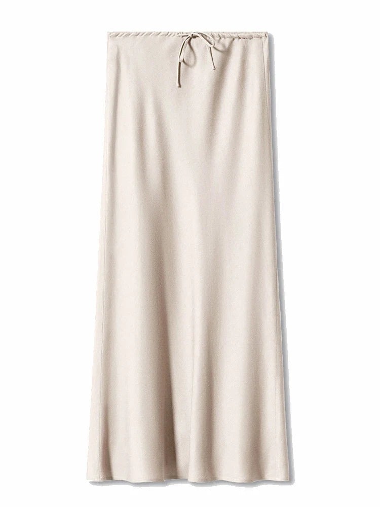 Satin Drawstring Maxi Skirt