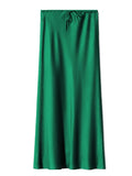 Satin Drawstring Maxi Skirt