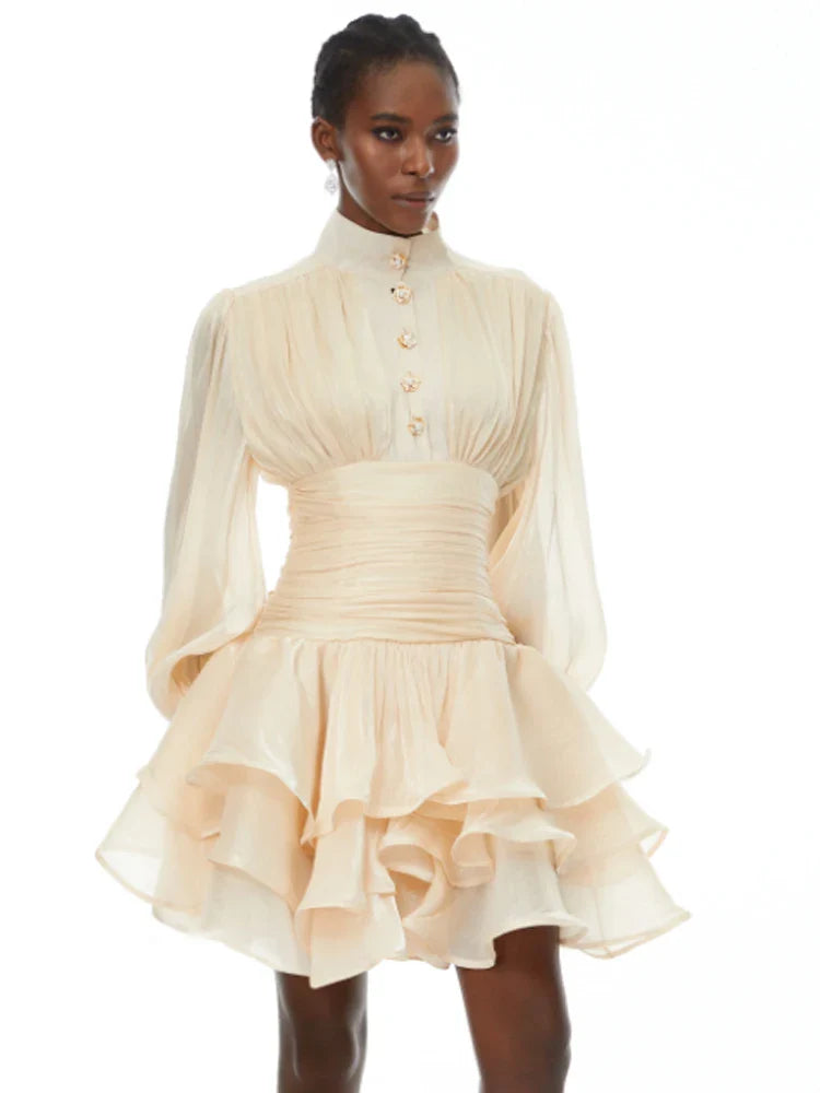 Ruched Puff Sleeve Mini Dress