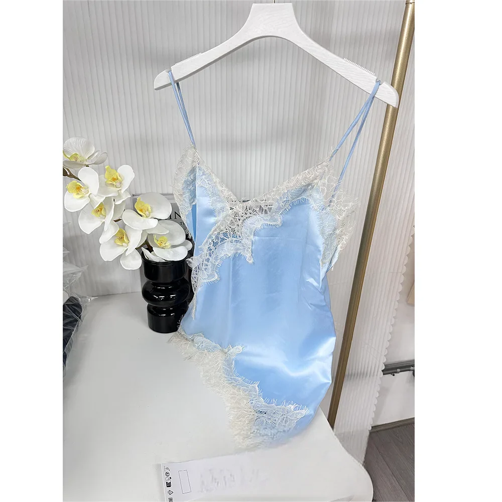 Satin Lace-Trim Cami