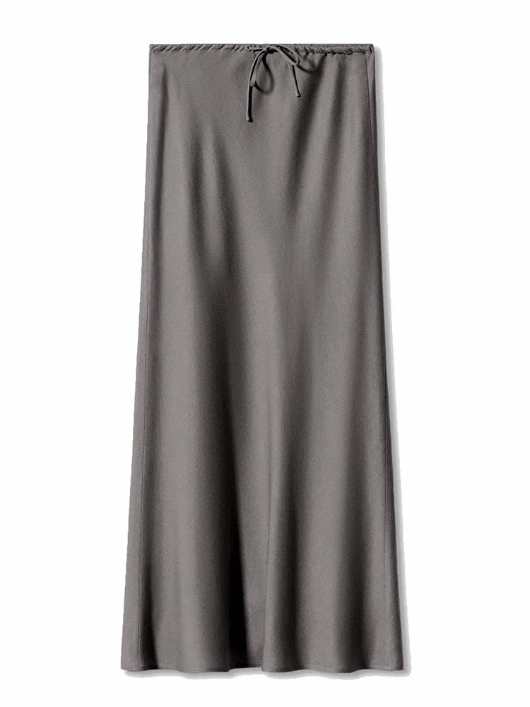 Satin Drawstring Maxi Skirt