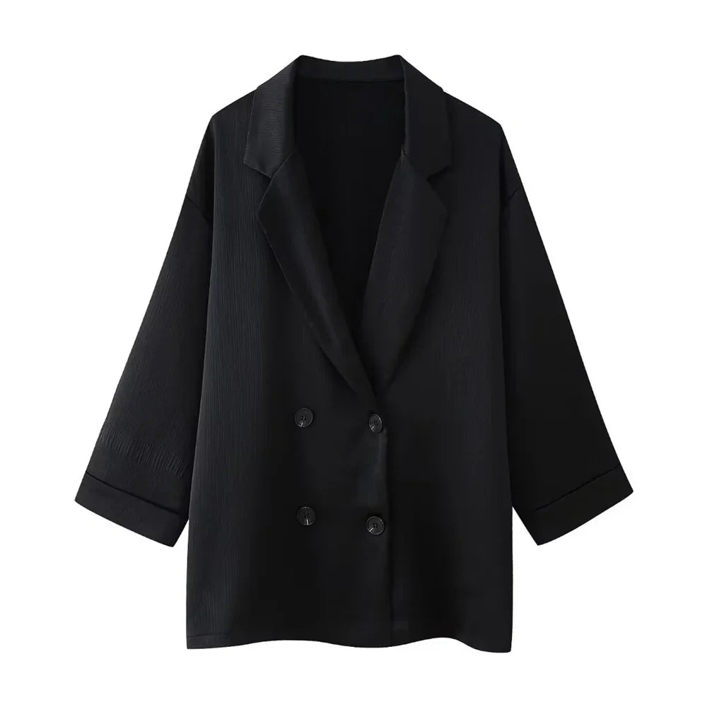 Crinkle Blazer & Wide-Leg Pants